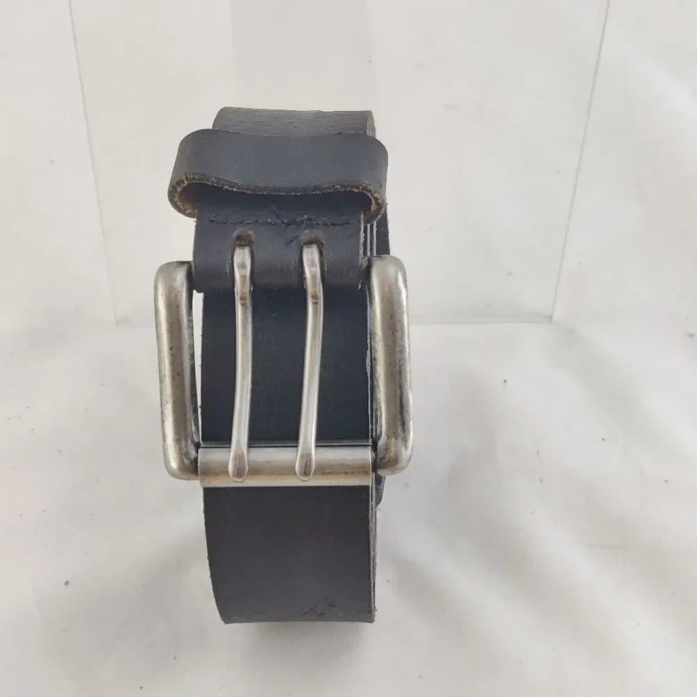 Levi's Black Leather Belt w/ Roller Bar & Double Prong Buckle Sz 40